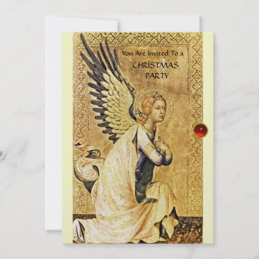 Invitation ANGÉNIE ANGÉLE MONOGRAMME, Rubis rouge glace blanc (Devant)