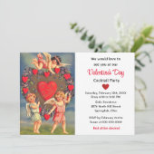 Invitation Anges chérubins vintage cœurs rouges Saint-Valenti (Debout devant)