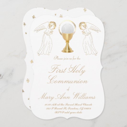 Invitation Anges de la première sainte communion (Devant / Derrière)