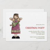 Invitation Anges de Noël ・ Ange et Arbre de Noël (Devant / Derrière)