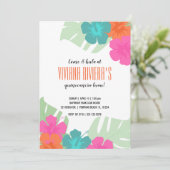 Invitation ANGLAIS quinceañera TROPICAL LUAU floral clair (Debout devant)
