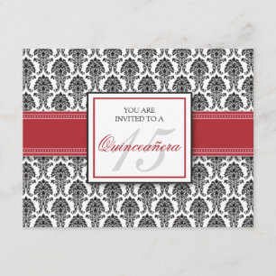 Invitation ANGLAISE de Quinceanera de damassé de