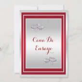 Invitation Anillos De Boda, De Plata Y Rojo Cena De Ensayo (Devant)