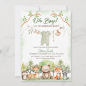Invitation Animal Adventure clothesline baby shower (Devant)