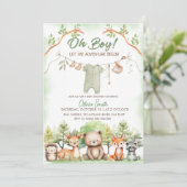 Invitation Animal Adventure clothesline baby shower (Debout devant)