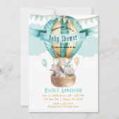 Invitation Animal Adventure Watercolor Baby shower Boho (Devant)
