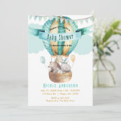 Invitation Animal Adventure Watercolor Baby shower Boho (Debout devant)