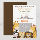 Invitation animal africain de photo d'anniversaire (Devant / Derrière)