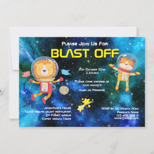 Invitation Animal astronaute anniversaire espace tout âge
