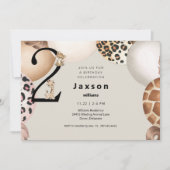 Invitation Animal Balloon Cheetah 2e Boy Annithday Party (Devant)
