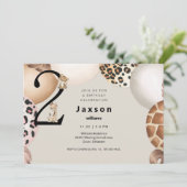 Invitation Animal Balloon Cheetah 2e Boy Annithday Party (Debout devant)