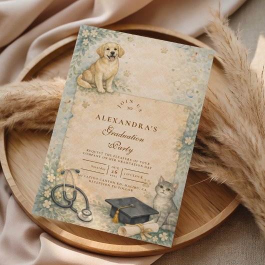 Invitation Animal Care White Coat Graduation