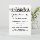 Invitation Animal Cute Art Unicorn Elephant Lion Zoo (Debout devant)