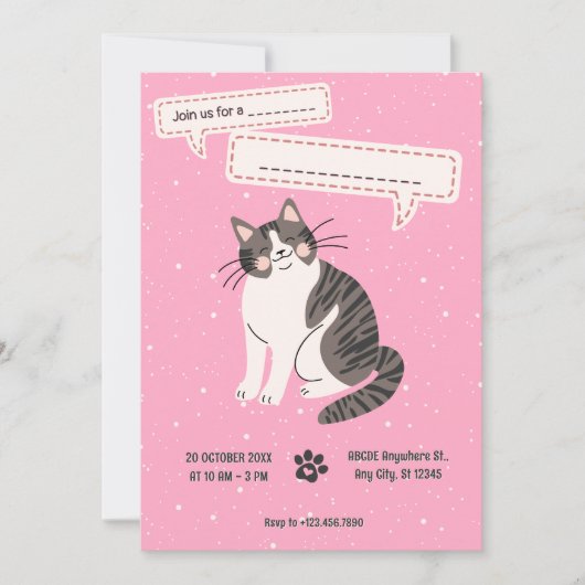 Invitation animal de compagnie chaton mignon (Devant)