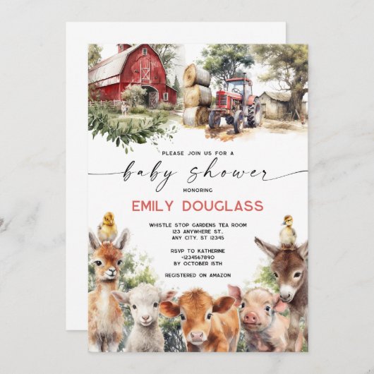 Invitation Animal de ferme (Devant / Derrière)