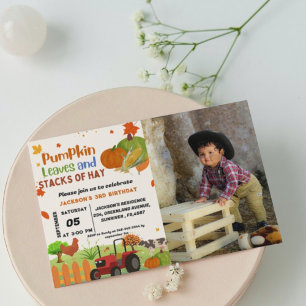 Invitation Animal de ferme chute Citrouille Garçon fête d'ann