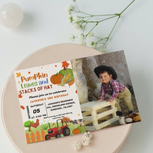 Invitation Animal de ferme chute Citrouille Garçon fête d'ann