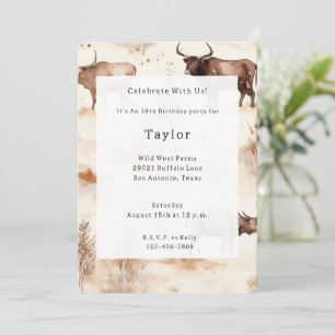 Invitation Animal de ferme de l'Ouest Highland Cow Anniversai