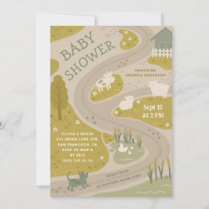 Invitation Animal de ferme Rustique Pays Baby shower rural
