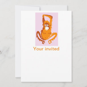 Invitation Animal de fête ! -Cool - ORANGUTAN - Faune Borneo
