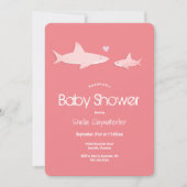 Invitation Animal de requin Baby shower rose (Devant)