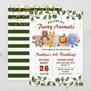 Invitation Animal Friends Zoo Party Anniversaire de enfant de