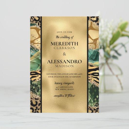 Invitation Animal Jungle Imprimer Gold Parties scintillant Ma (Debout devant)