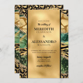 Invitation Animal Jungle Imprimer Gold Parties scintillant Ma (Devant / Derrière)