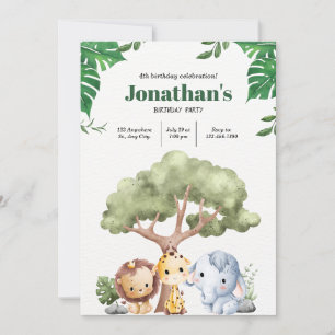 Invitation Animal Kingdom Une fête minimaliste d'anniversaire