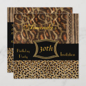 Invitation Animal Leopard 30e fête d'anniversaire (Devant / Derrière)