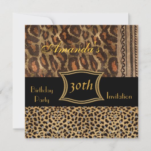 Invitation Animal Leopard 30e fête d'anniversaire (Devant)