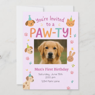 Invitation Animal Paw-ty - Personnalisé Pic Animaux Animaux I