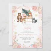 Invitation Animal Pink Winter Onederland 1er anniversaire (Devant)