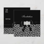 Invitation Animal Print Noir Blanc Bijou Bow (Devant / Derrière)