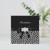 Invitation Animal Print Noir Blanc Bijou Bow (Debout devant)