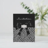 Invitation Animal Print Noir Blanc Bijou Bow (Debout devant)