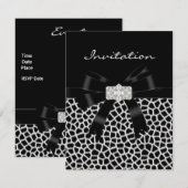 Invitation Animal Print Noir Blanc Bijou Bow (Devant / Derrière)