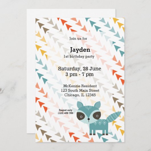 Invitation Animal sauvage mignon (Devant / Derrière)