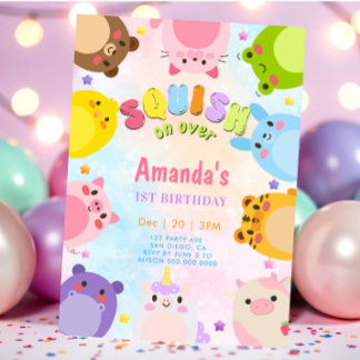 Invitation Animal Squish On Over Birthday