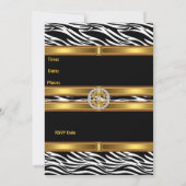 Invitation Animal Zebra Imprimer Gold Anniversaire (Dos)