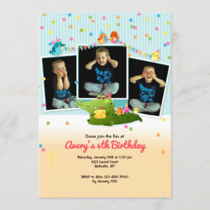 Invitation animale d'anniversaire de cadre de