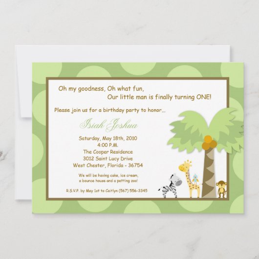 invitation animale d'anniversaire de zoo de safari (Devant)