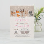 Invitation animale de baby shower de fille de (Debout devant)