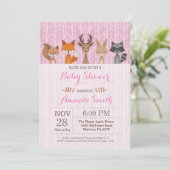 Invitation animale de baby shower de fille de (Debout devant)
