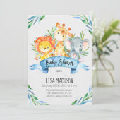 Invitation animale de baby shower de jungle (Debout devant)