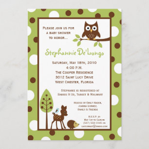 invitation animale de baby shower de région boisée