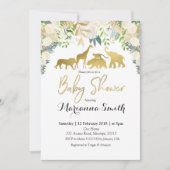 Invitation animale de baby shower de safari floral (Devant)