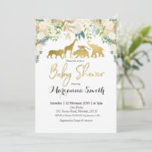 Invitation animale de baby shower de safari floral (Debout devant)