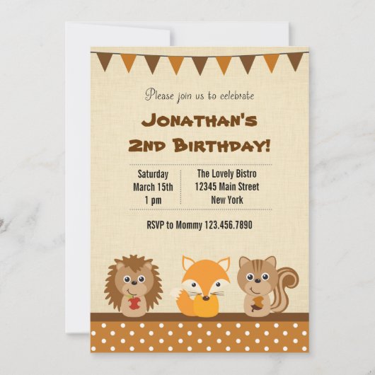 Invitation animale de fête d'anniversaire de (Devant)