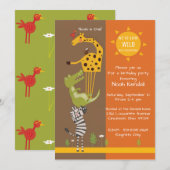 Invitation animale de fête d'anniversaire de (Devant / Derrière)